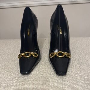 Saint Laurent Black Heels with Gold Accent